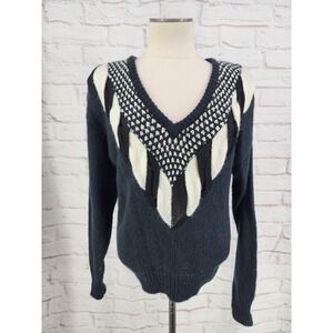 Vintage Womens Sweater Wool Blend Eclectic‎ Indie Cruella Maximalist Glam Medium